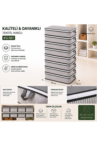 Pratic Home 8 adet 65x45x22 cm Büyük Boy Baza Altı Hurç