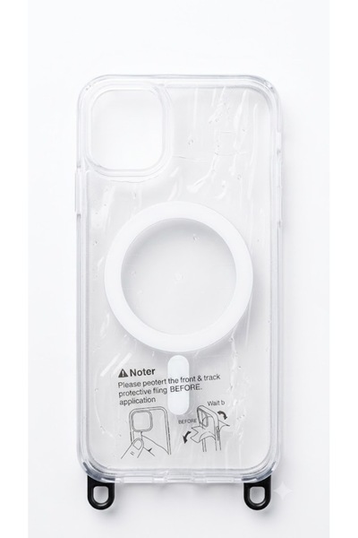 iPhone 11 Uyumlu MagSafe Destekli Askılı Şeffaf Kılıf - Boyun ve Omuz Askı İpli Lansman Kapak (Lila Askılı)