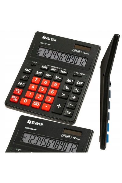 NO BRAND Calculator ELEVEN CDB1201BK-OR Alimentare cu baterie si solara, 4 me...