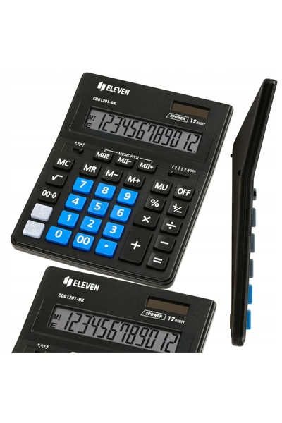 NO BRAND Calculator ELEVEN CDB1201BK-BL Alimentare cu baterie si solara, 4 me...