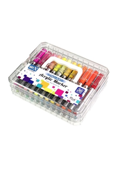 Mandalart Fabric Acrylic Pen Set with Brush Tips, 36 Pieces, Professional Pen...