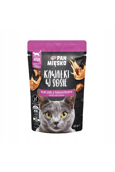 NO BRAND Hrana pentru pisici PAN MIĘSKO Pui cu creveți 85 g