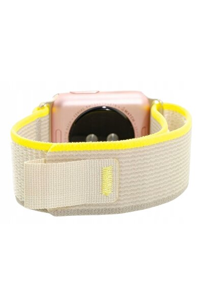 NO BRAND Curea LUNA pentru Apple Watch 3/4/5/6/7/8/SE (42/44/45mm) Bej-galben