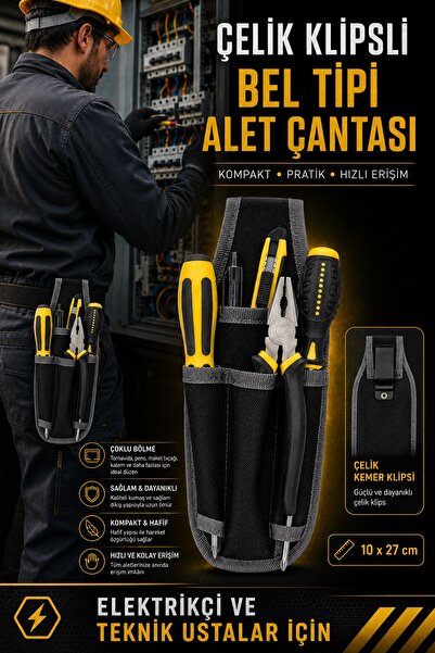 Satış Diyarı Çelik Klipsli Bel Tipi Alet Çantası 10x27 cm – Tornavida Pense E...