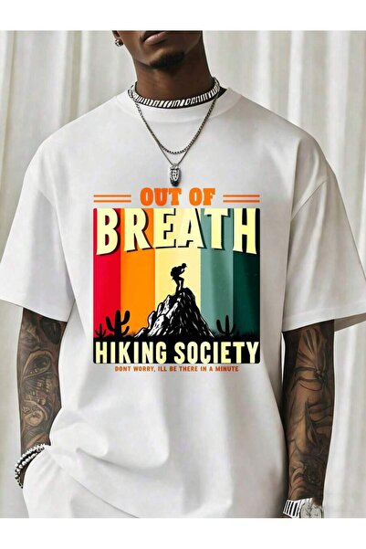 NOURAM Out Of Breath Hiking Society T Shirt Funny Outdoor Adventure Mountain ...