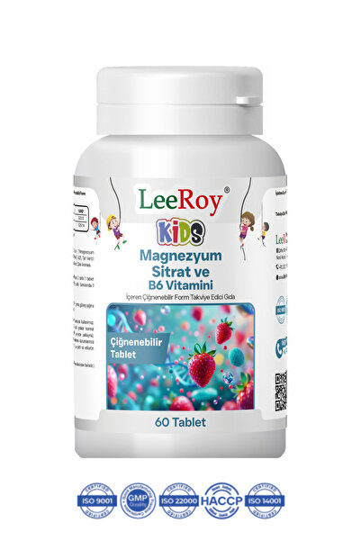 LeeRoy Kids Magnezyum Sitrat ve B6 Vitamini İçeren Çiğnenebilir Form Takviye ...