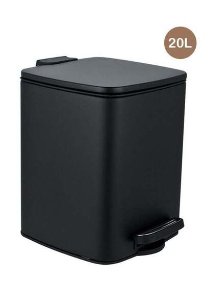 Trust Stainless Steel Trash Bin 20 Liter Black Anti-Fingerprint & Soft Close Lid