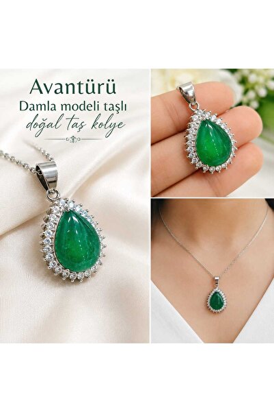 best bioenerji taş terapi Avantürün Taşlı Damla Natural Stone Necklace Certified
