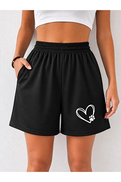 ZAVIXO Women's 100% Cotton Casual Printed Black Shorts