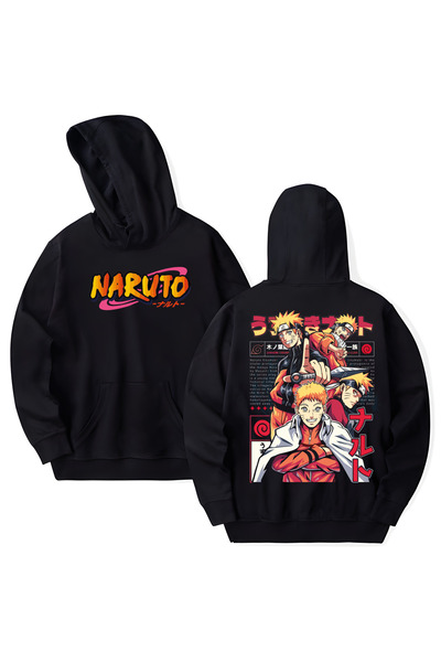 STİL-X Anime Naruto Uzumaki Printed Cotton Long Sleeve Hooded Sweatshirt with...
