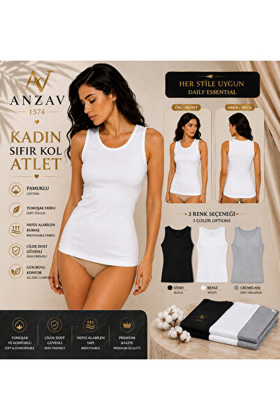 AV ANZAV 1574 Women's Cotton Zero-Sleeve Undershirt – Soft Textured Casual Ba...