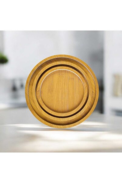 WEYNE Bamboo 3-Piece Round Tray, Serving Trays, Presentation Plate