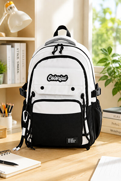 Catwins Μαύρο Unisex Σχολικό Σακίδιο Πλάτης με Θήκη για Laptop και Αξεσουάρ γ...