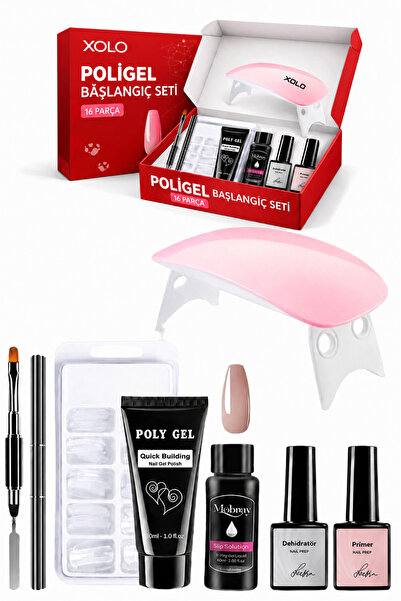 xolo 16 Parça Polijel Oje Yapma Seti Nude Toprak Evde Poligel Nail Art Seti