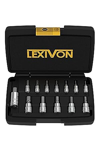 LEXIVON Set chei tubulare cu biti hex , din otel aliat Premium S2, in cutie d...