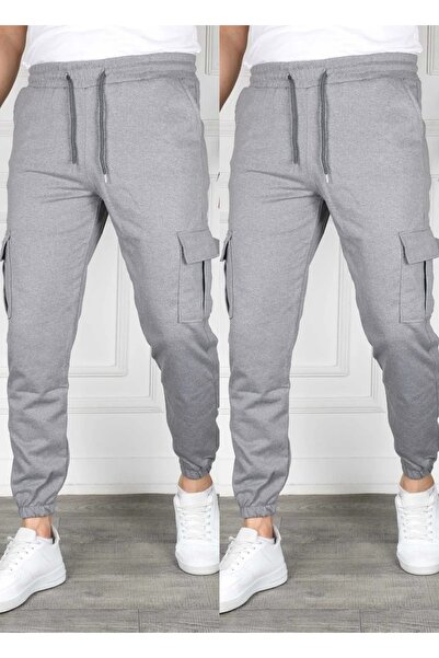 SURMARİ Set of 2 Unisex Cargo Pocket Elastic Leg Sweatpants