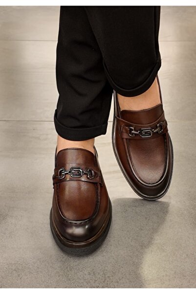 msport premium 4832 Brown Loafer Genuine Leather Men's Shoes