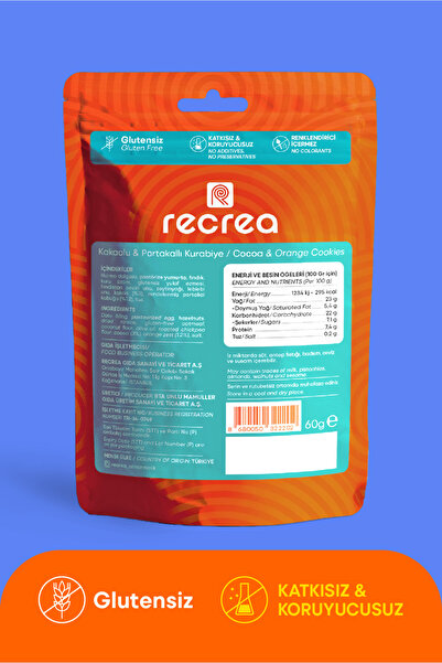 recrea snacks 1 Adet Glutensiz Kakaolu & Portakallı Kurabiye
