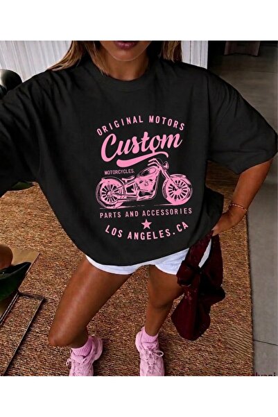 LELVANİ Unisex Original Motors Custom Los Angeles Ca Front Printed T-Shirt