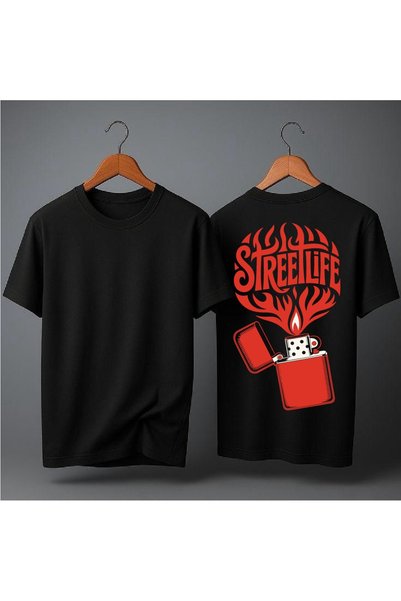 EFEVRA Street Life Flame Printed Oversized T-Shirt