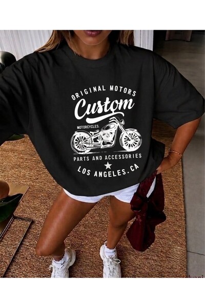 LELVANİ Unisex Original Motors Custom Los Angeles Ca Front Printed T-Shirt
