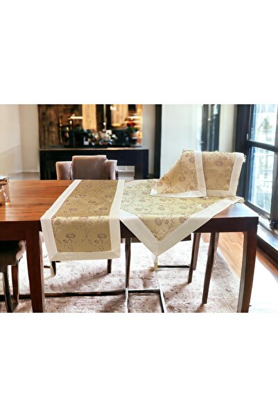 Linea Home Σετ τραπεζομάντηλου 7 τεμαχίων από σατέν ζακάρ Κάρεν με μπορντούρα...