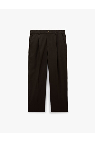 Koton Regular Fit Viscose Blend Pleated Fabric Trousers with Pockets