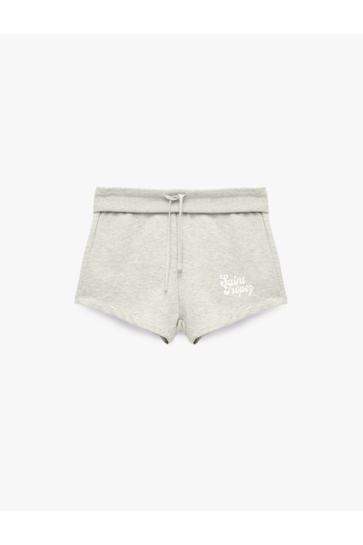 Koton Printed Mini Shorts with Bow Tie Waist and Layered Detail