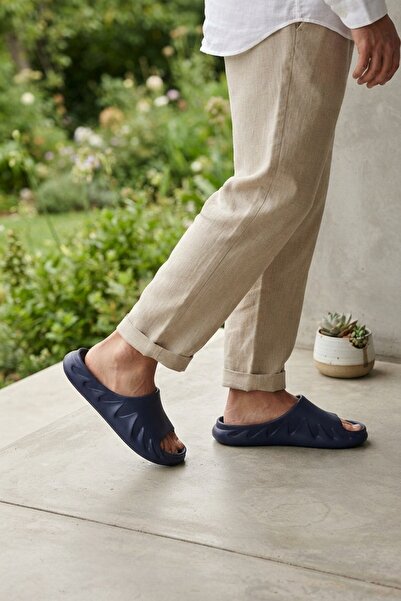 Lunihome Navy Blue Flame Daily Balcony Garden Pool Beach Slippers Men's Slippers