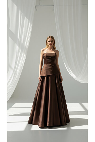 holie dress STRAPLEZ PEPLUM DETAYLI ABİYE ELBİSE UZUN MEZUNİYET DAVET NİŞAN E...