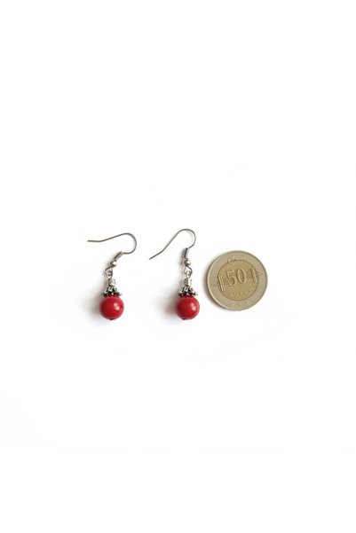 MODAYAŞAR Women's Red Beaded Dangle Earrings