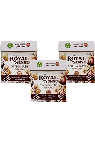 Royal sense Cotton Buds with Paper Sticks in Paper Box 200-Piece