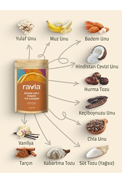 Ravla Badem Unlu Pankek Toz Karışımı - 230g