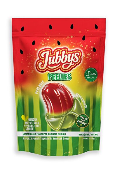 JUBBYS Soyulabilir Jelibon Karpuz Aromalı 55 Gr – Peelable Gummy Şeker Eğlenc...