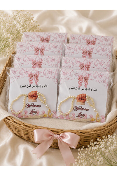 PerlaDesignGifts Kişiye Özel Bebek Mevlüdü İslami Tesbih Hediyeliği-10 adet