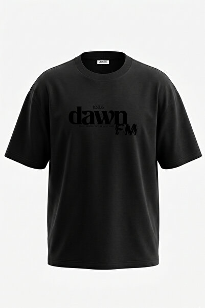 Anetos Dawn Fm Design Printed Oversize Black T-Shirt