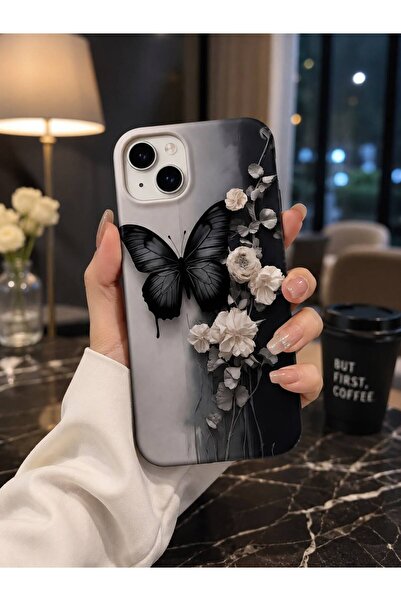 clovem İPHONE 13/14/15 UYUMLU KELEBEK DESENLİ İNCE KILIF