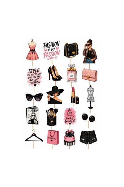 DecoParty Set de decor pentru tort – Tematică FASHION, 20 de piese, Carton, B...