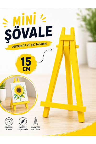 TOMBİ-X SARI Mini Dekoratif Şövale 15 cm – Masaüstü Fotoğraf ve Kart Standı