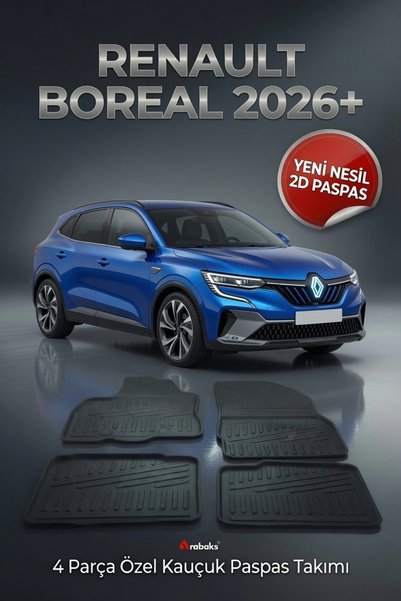 Arabaks RENAULT BOREAL 2026+ 4 Parça YENİ NESİL 2D Kauçuk Paspas Takımı - Öze...
