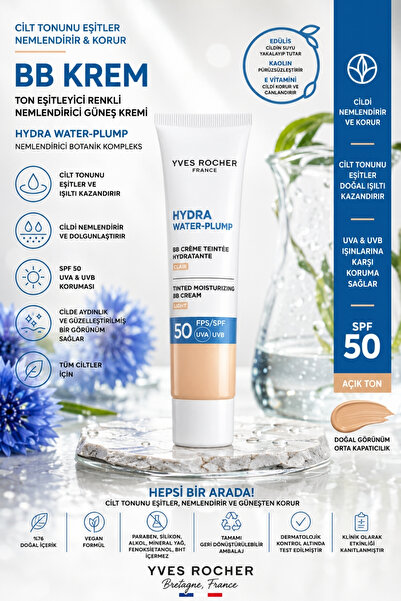 Yves Rocher Light Tone Color Moisturizing Sunscreen Spf 50 - Skin Tone Equali...