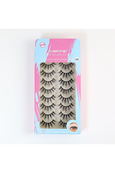 aierfei False Eyelashes, 8 Pairs Wispy Fluffy Multi-Layered Reusable Fake Eye...