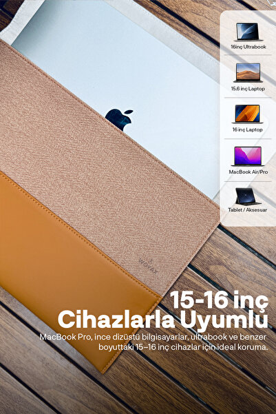 woyax S-Touch 15-16 İnç NFC Özellikli Slikon Süet Laptop Çantası MacBook Kılıfı iPad Tablet Su Geçirmez El Çantası