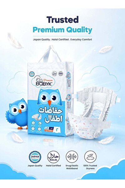 BABY K BABYK BABYK PREMIUM Baby Diapers Small 60 Pieces, 4 - 8 kg – 12 Hour Protection, Ultra Soft & Dermatest Certified