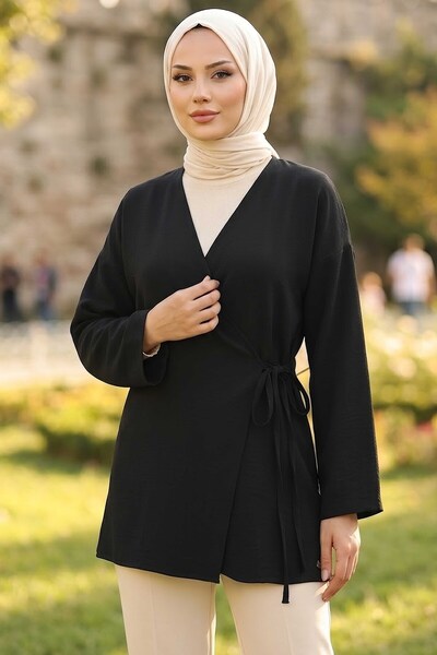 TOFİSA Side Lace Detailed Jacket Black - 2149-Siyah