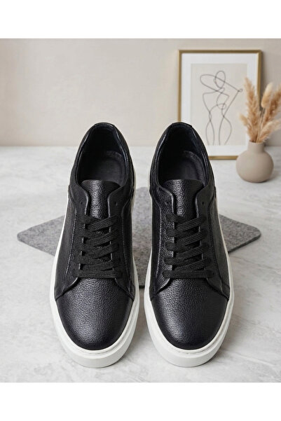 ERDOĞAN TULGAR Genuine Leather High Sole White Eva Sole Black Sneaker Suitabl...