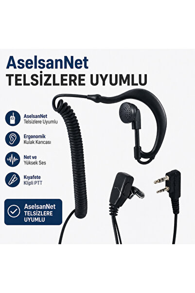MOTTO Aselsan A446 Uyumlu Spiral Arkalıklı Telsiz Kulaklık – Mikrofonlu PTT 2...