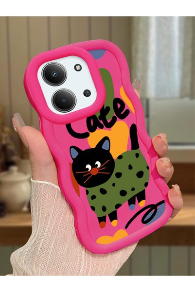 Hontinga Redmi 15C 4g Compatible Case Camera Protector Red Silicone Couple Ph...