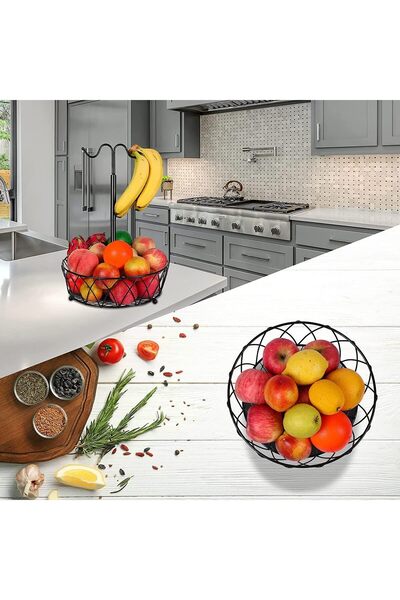 NIUB أوعية فواكه، سلة فواكه من طبقتين، حامل وعاء للفواكه والخضروات للطاولة، س...