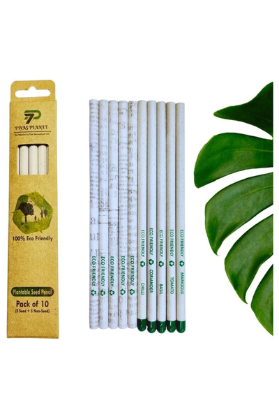 Piyas Planet Eco‑Friendly Plantable Seed & Newspaper Pencils (Pack of 10)